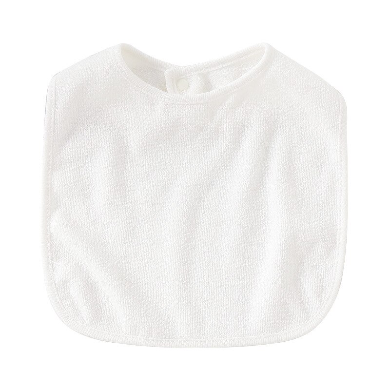 Baby White Cotton Super Soft Absorbent Saliva Towel Baby Solid Color Antifouling Comfortable Single Layer Snap Bib: 1-White
