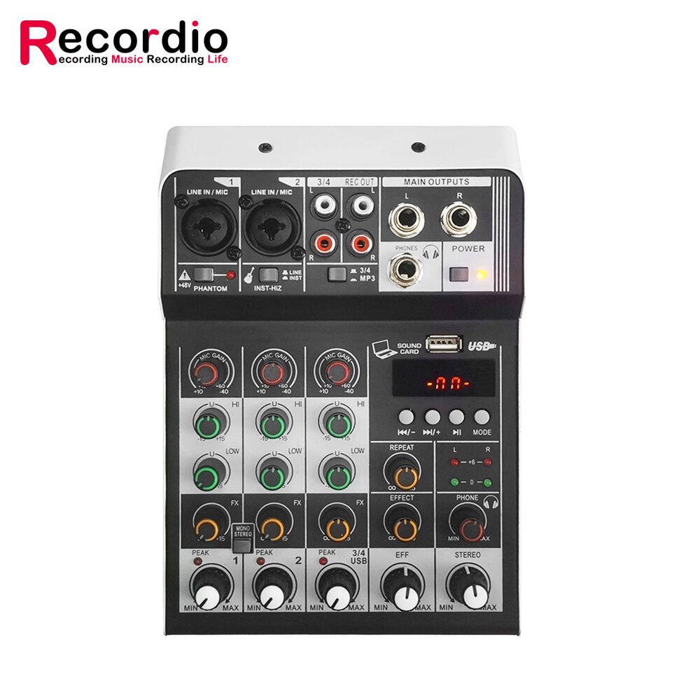 GAX-MF4 DJ mixer usb 4 canali mixer console miglior prezzo Mixer Audio Mini famiglia KTV 48v USB/BT effetti Record: Default Title