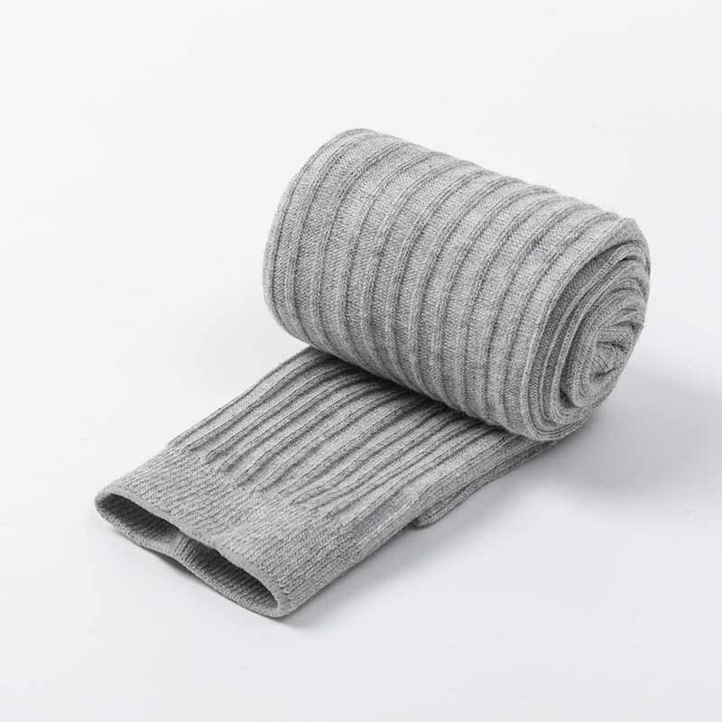 Herfst Dubbele Naald Kinderen Leggings Peuter Meisjes Kleding Gekamd Katoen Geribbelde Kinderen Leggings Zachte Gebreide Broek Voor Meisjes: gray / M fit 75-90cm