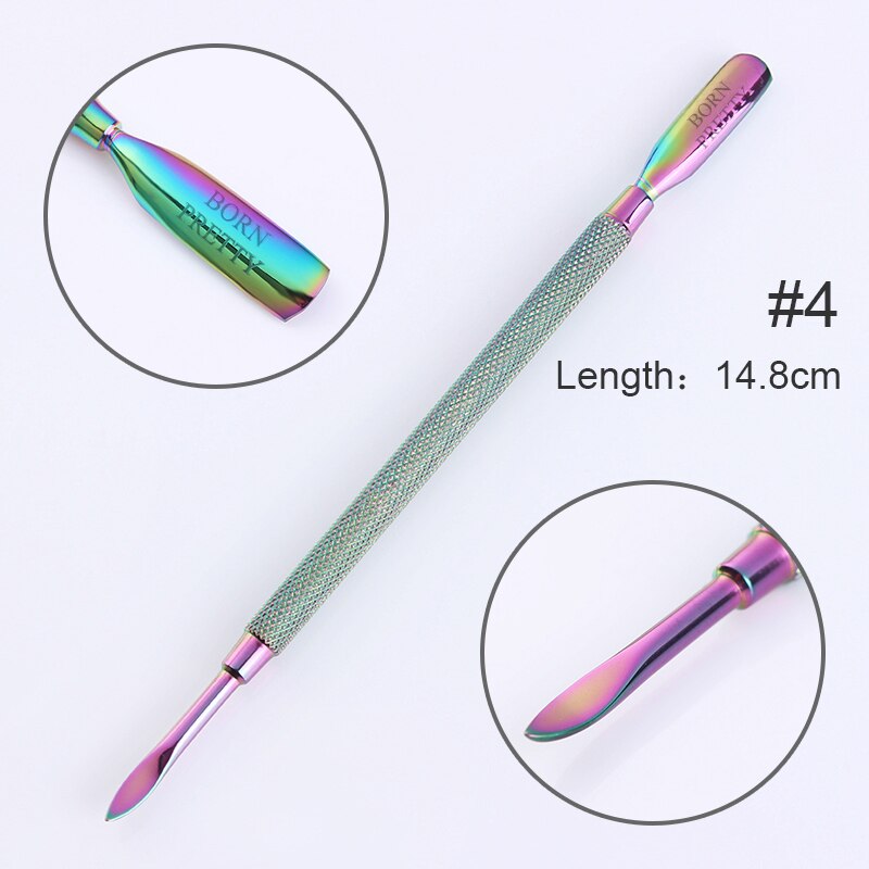 BORN PRETTY Rainbow Nail Cuticle Pusher Dual-use Cuticle Remover Cutter Scraper Cleaner Trimmer Manicure Pedicure Tool: Dark Khaki