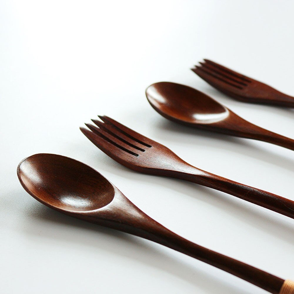 2 Stks/set Houten Lepel Bamboe Keuken Gereedschap Kookgerei Westerse Servies Dessert Fruit Serveren Kinderen