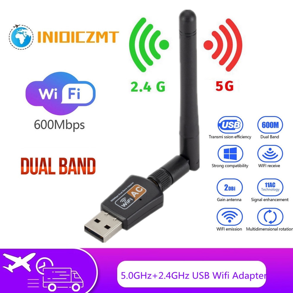 Usb-wlan-adapter 802.11b/ g/n antenne 600 mbit/s usb 2.0 wireless-empfänger-dongle netzwerkkarte für tv-box laptop-wlan