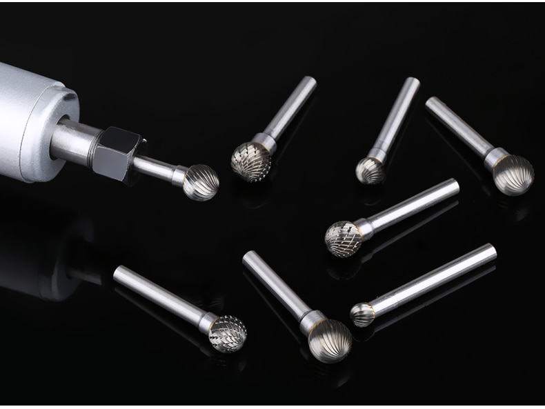 6-25mm Big D Ball Cutters Tungsten Steel Milling Cutter Carpenter Tools Grinder Rotary Burrs Carbide Rotary File Metal Carving