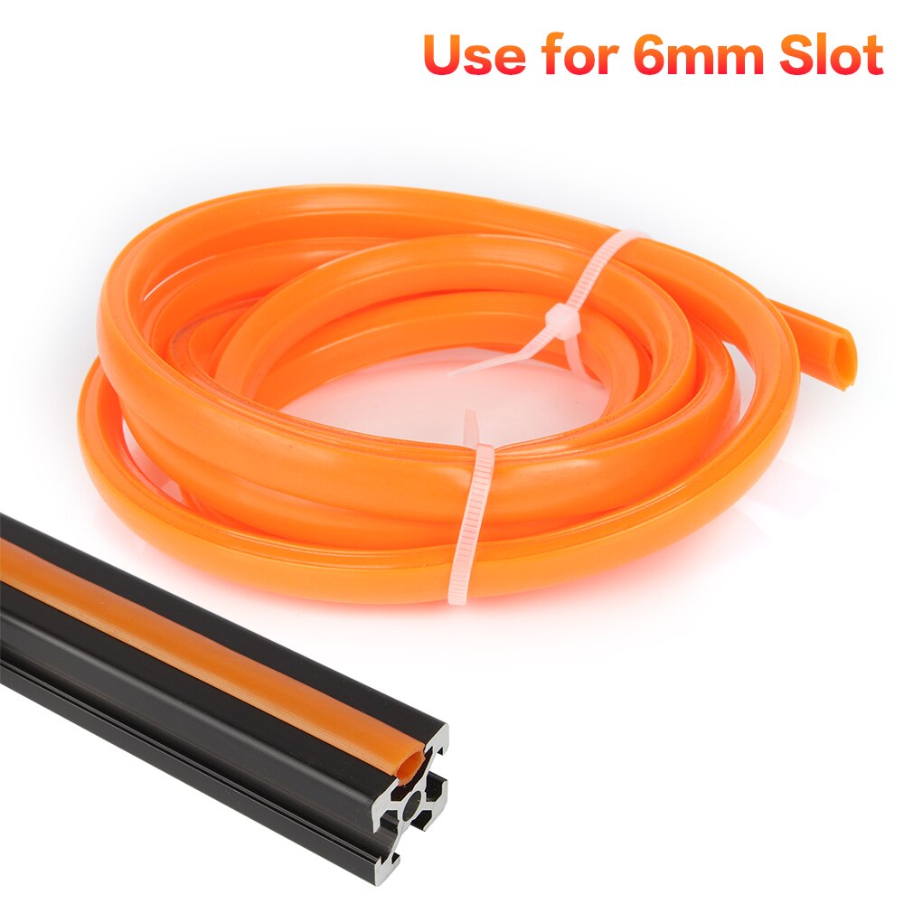 3DSWAY 3D Printer Parts Aluminum Profile 6mm Slot PVC Plastic Soft Cover CNC Flat Seal Glue Strip for Ender 3 CR10: 4 Meter / Orange