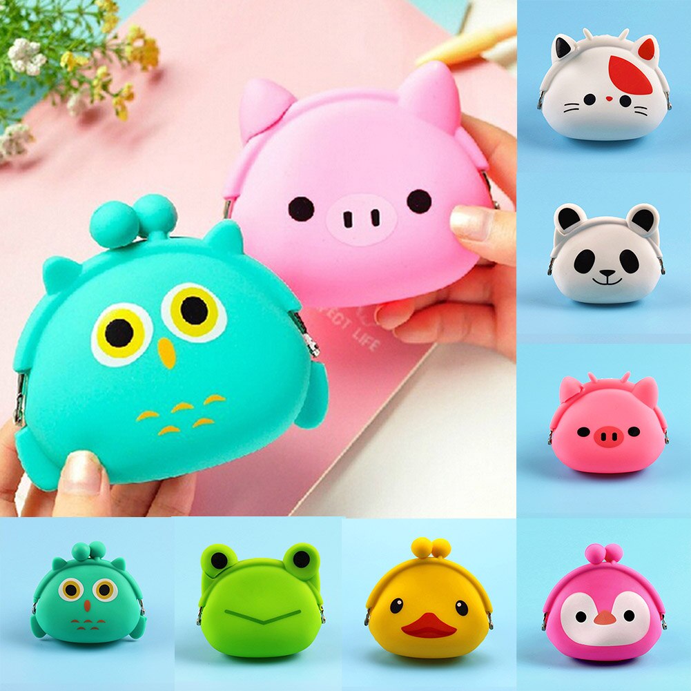 Women Coin Bag Silicone Storage Cute Animal Panda Cat Bear Mini Pouch Coin Bag Change Wallet Purse Hasp Wallet