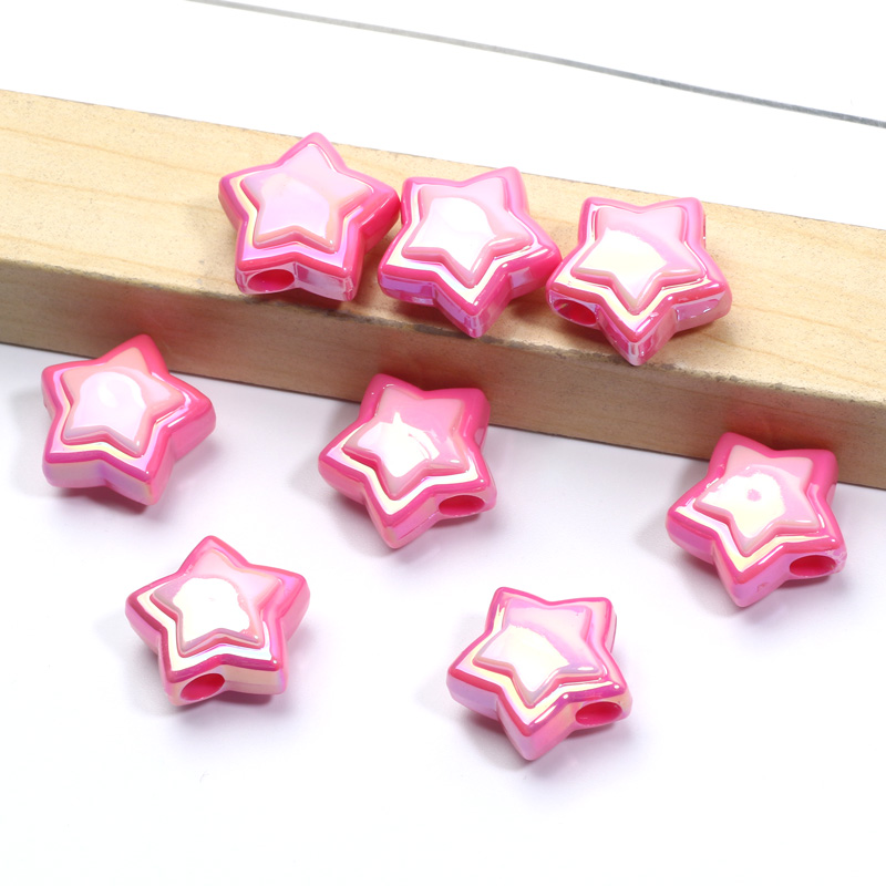 10pcs 17mm AB Star Beads UV Pentagram Acrylic Beads For Jewelry Making Diy Bracelet Phone Chain Keychain Handmade Accessories: Red
