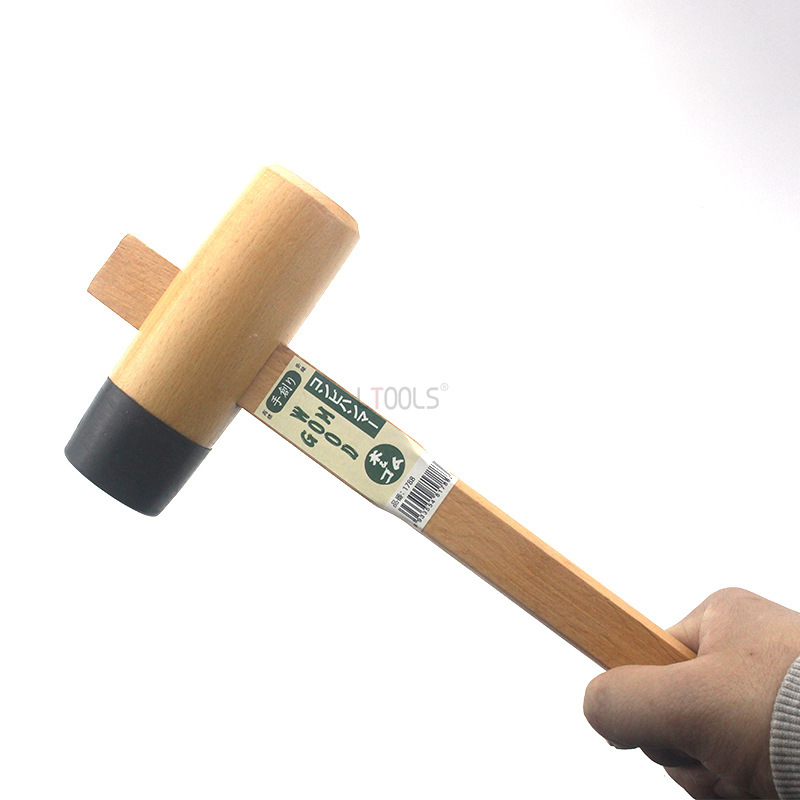Mazo de madera de estilo japonés hecho a mano, martillo de madera maciza de haya, mazo de madera tallada de carpintero, herramientas manuales de carpintero llamativas: Verde militar