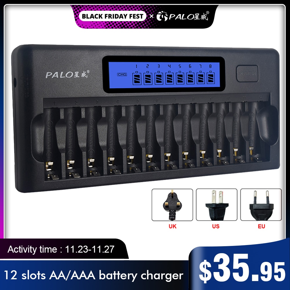 PALO 4-48 slots AA AAA battery charger smart fast chargers for 1.2V AA AAA 2A 3A ni-mh ni mh batteries
