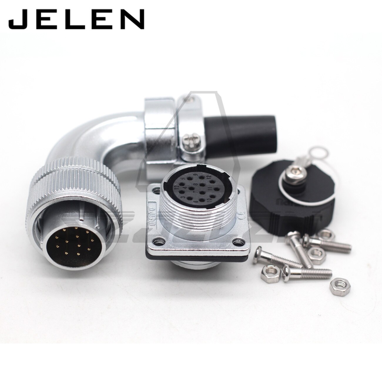 WEIPU WS20 serie 2 3 4 5 7 9 10 12 pin Right angle elbow plug socket connector, Metal waterproof connector IP67: 12 pin