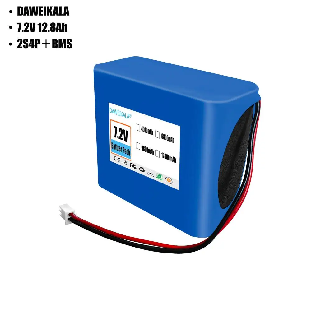 Bateria recarregável do íon do lítio para a bicicleta, luz da bicicleta, farol, 7.4V, 2S5P, 12800mAh, 18650, 7.4V, 12.8Ah
