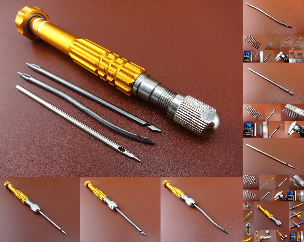 Leather Craft Sewing Awl Lock Scratch Crochet Latch Hook Needle Universal Handle Tool Set Sewing Carving Stitching Stamping