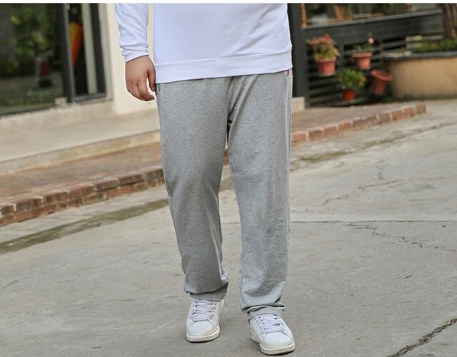 summer men sweatpants sports pants big size 7XL 8XL 9XL man elasticity pants Elastic waist Straight Trouser pockets with zipper: Gray / 9XL