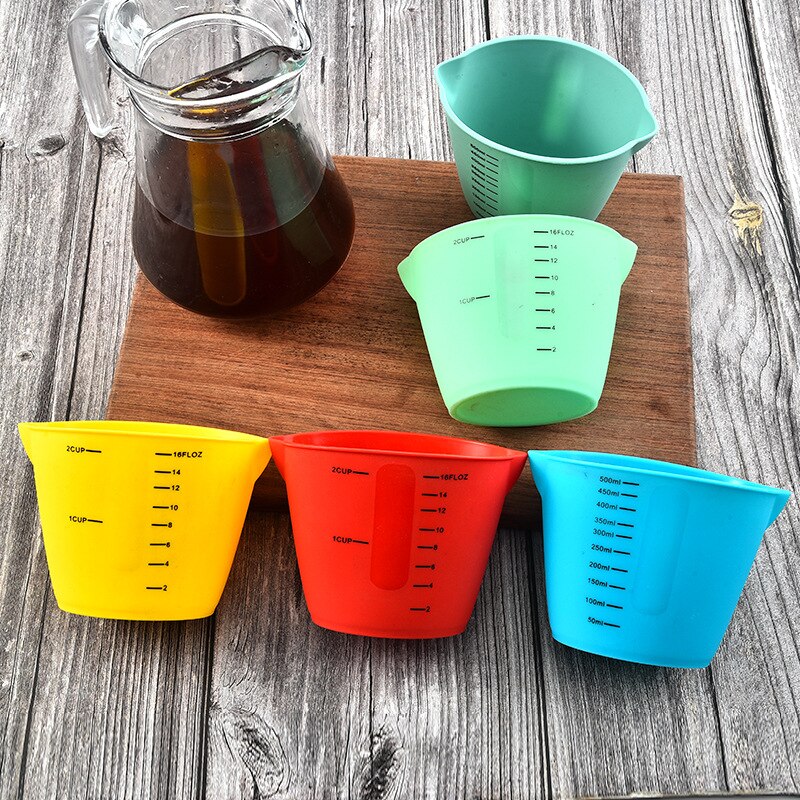 Baking Soft Measuring Cup Double-spout Silicone Measuring Cup Baking with Graduated Soft Measuring Cup Kitchen Accessories