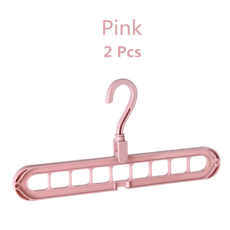Cintres de Support multi-ports, 2 pièces, pour vêtements, Support de séchage en plastique multifonction, cintres de rangement: 2PCS-pink