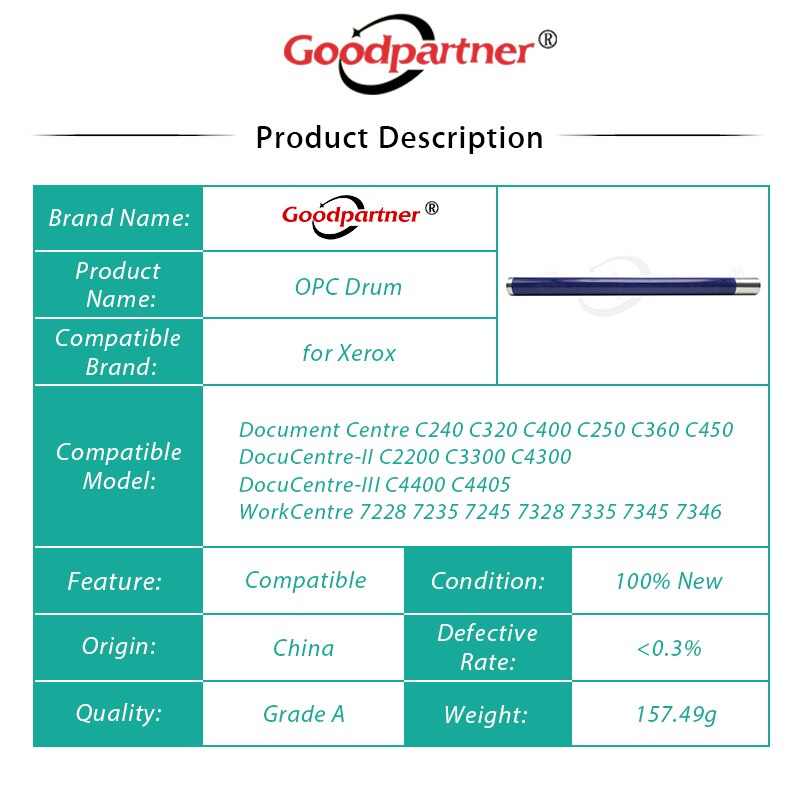 Tambor opc para xerox 7228 7235 7245 7328 7335 7345 7346 7700 7750 c240 c320 c400 c250 c360 c450 c2200 xc300 c4300 c4400