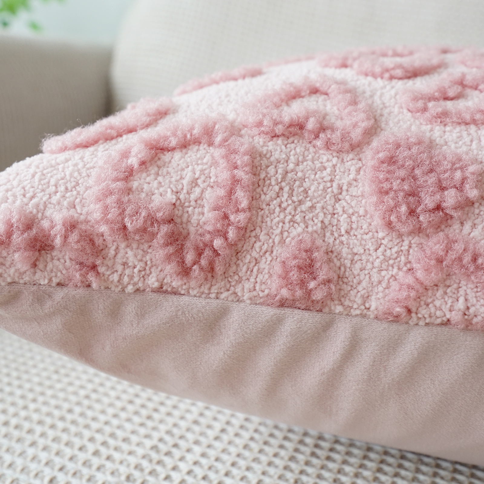 30x50/45X45CM Plush Heart-shaped Throw Pillow Cover Living Room Jacquard Waist Cushion Cover Decor Home Decorative Pillowcase