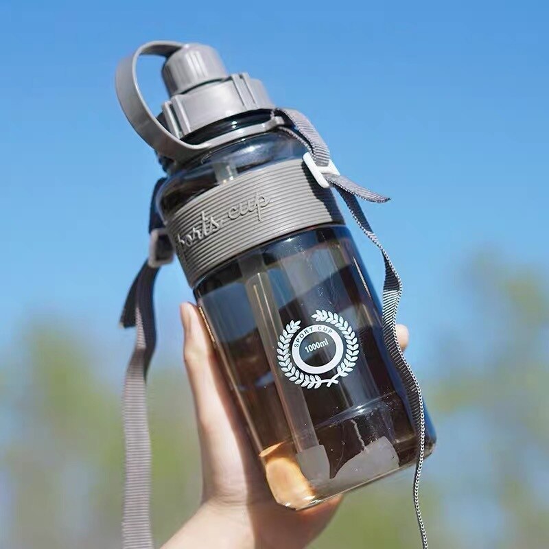 Grandes botellas de agua con capacidad de Fitness deporte al aire libre botella de agua portátil de escalada bicicleta libre de BPA para gimnasio taza botella de agua: Kettle Grey