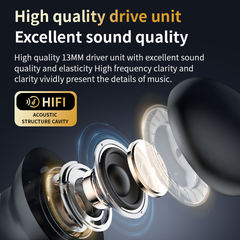Fones de ouvido com tela de toque completa anc bluetooth 5.4 com cancelamento de ruído fones de ouvido intra-auriculares sem fio enc com microfone para smartphone