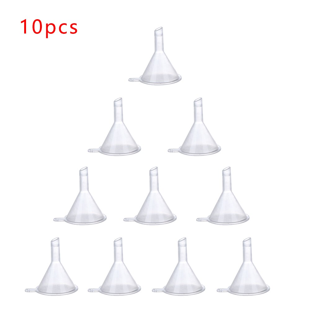 Mini gennemsigtig plasttragt tragtgadgets parfume emulsion emballage hjælpeværktøj køkken madlavning tilbehør: 10 stk