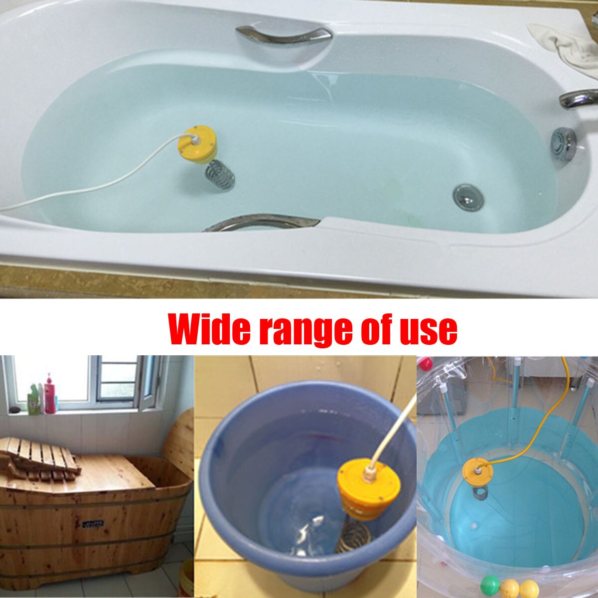 2500W Immersion Water Heater Electric Heating Element Mini Water Boiler for Travel Bath Tub Home 2m Cable