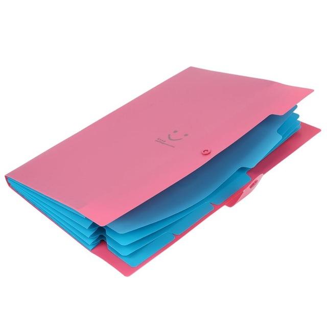 Stockage de papiers extensible taille 5 lettres pour école créative mignon accordéon A4 sac de dossier en plastique poche: Rose red