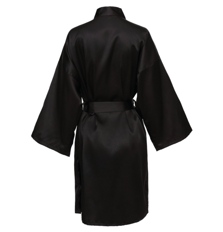 Bata de novia para equipo de de boda con letras negras, pijama de satén tipo kimono, albornoz de dama de honor SP2000