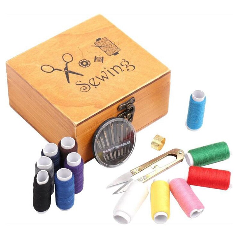 Caja de madera para costura, Artículos y accesorios para costura, caja de trabajo para reparación, suministros de costura, caja de almacenamiento, almacenamiento de herramientas de costura