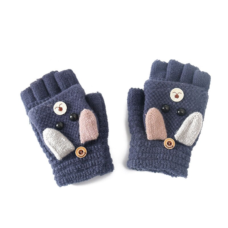 Manoplas de dibujos animados para bebé, guantes de punto cálidos de invierno para niños, niños y niñas, manopla de mitad de dedo, guantes para niños pequeños, Handschoenen