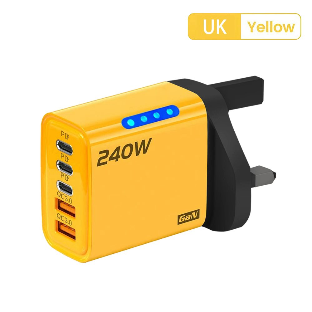 240w pd-oplader usb-c pd-oplader snellader 3.0 gan usb-oplader 5 in 1 snellader voor telefoons voedingsadapter type-c kabel: De