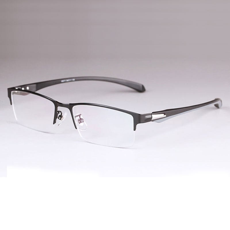 Montura de aleación para gafas para hombre, lentes flexibles, piernas, Material de aleación de galvanoplastia IP, borde completo y medio borde: BlackSemiRim