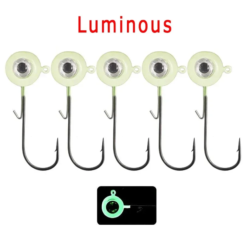 groß Augen Jig Kopf Angelhaken mit Mustad-Haken, 1,8 g, 3,5 g, 5 g, 7 g, 10 g, Fischkopf-Angelhaken für weiche Wurm-Angelgerät-DIY-Bausatz