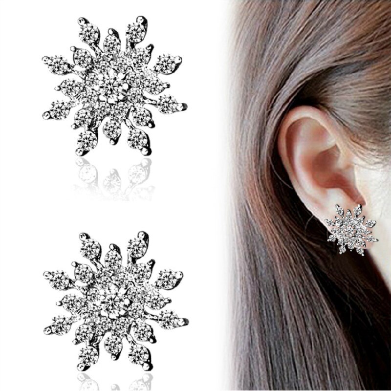 Koreaanse Mode-sieraden Exquisite Rhinestone Crystal Sneeuwvlok Bloem Oorbellen Boucles D' Oreilles Oorbellen