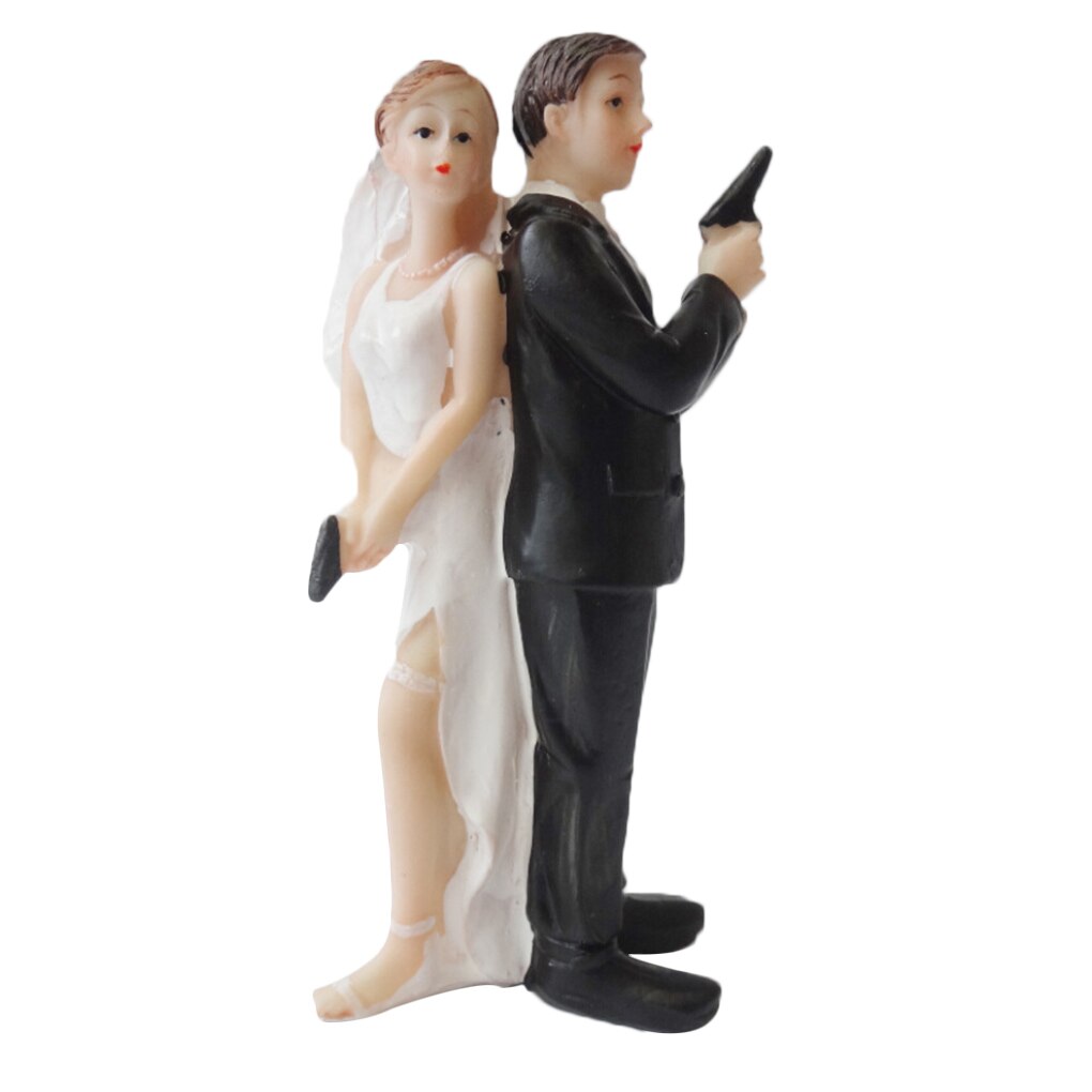 Reusable Romantic Black Groom Bride Marry Resin Figurine Wedding Cake Topper Wedding Decoration Baking Decor Tools: NO13