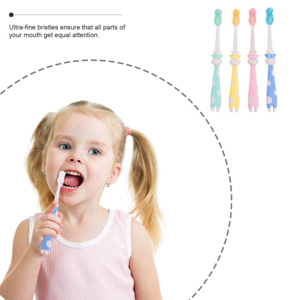 4Pcs Stro Tandenborstel Nylon Tandenborstel Baby Flexibele Tandenborstels