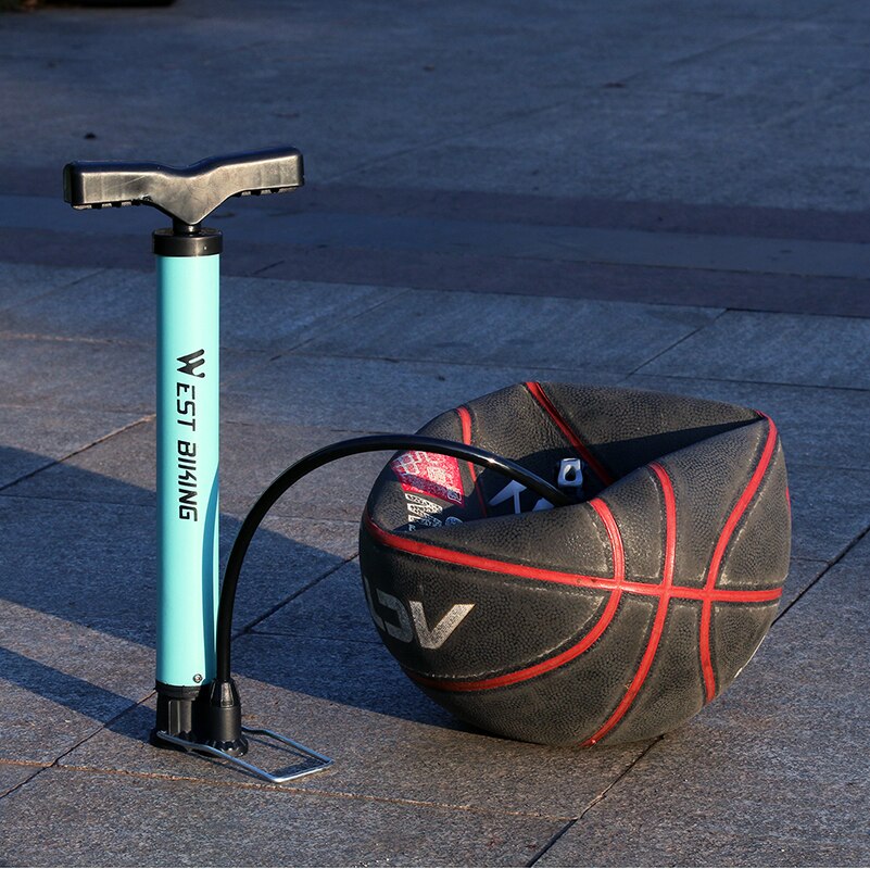 West biking 120 psi cykel gulv luftpumpe ultralet mtb stål cykel pumpe bærbar cykel bold basketball type cykel pumpe