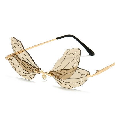 Dames zonnebril zonder montuur, vintage libelle, steampunk zonnebril, heren montuurloos, gradiënt, heldere glazen, zonnebrillen, oculos: 10