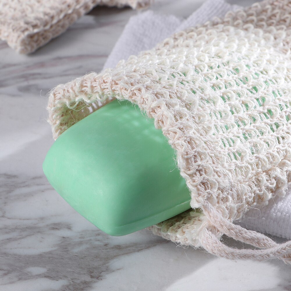 Bolsa de jabón para mujer, saco exfoliante Natural, bolsita de jabón, bolsa de esponja de jabón, 2 uds.