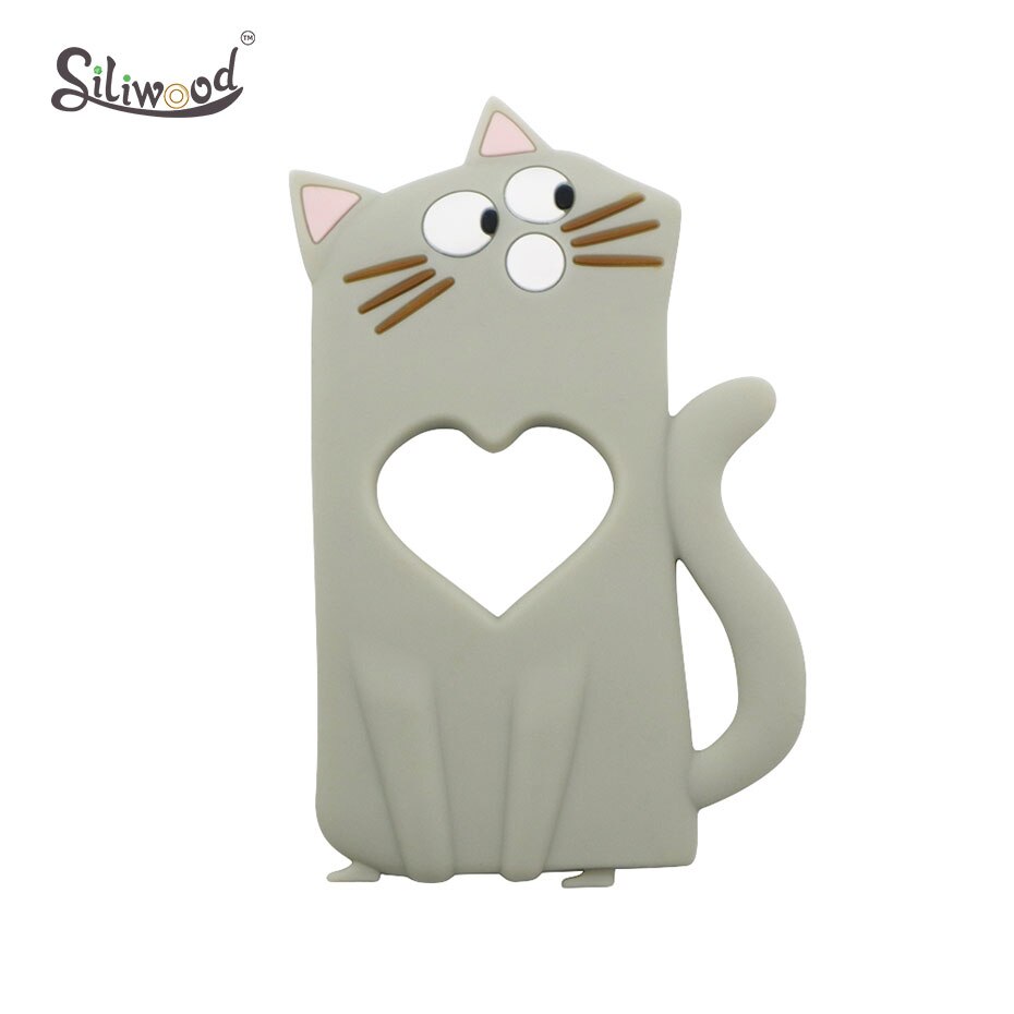 1PC BPA Free Silicone Teethers Easter Egg Baby Teething Necklace Toy Food Grade Silicone Cartoon Nursing Tiny Rod Baby Teether: TR030-45 Light Grey