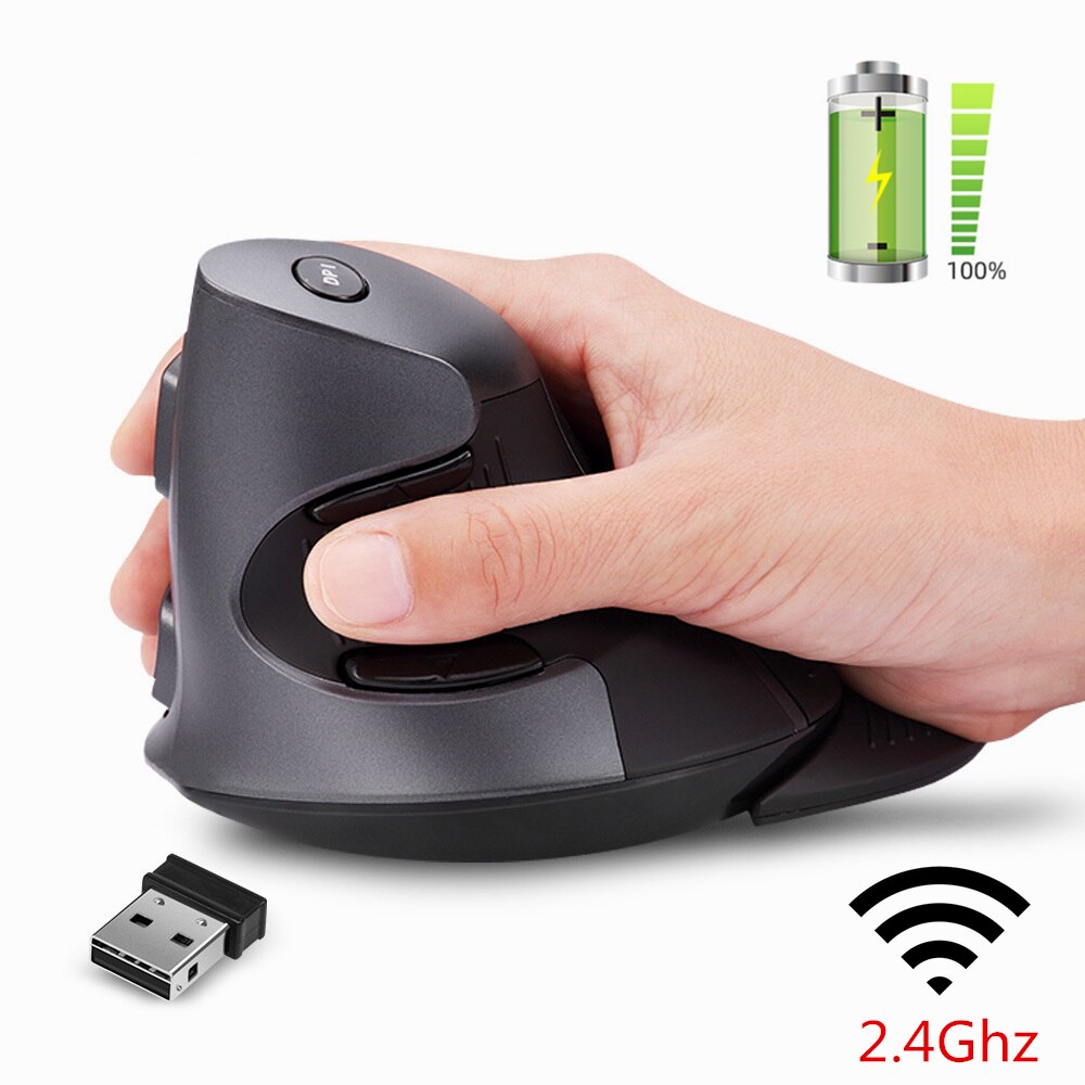 Delux M618G Rechargeable Vertical Wireless Mouse Ergonomic 4000 DPI Optical Mice with Removable Palm Rest For Computer: M618G-GX