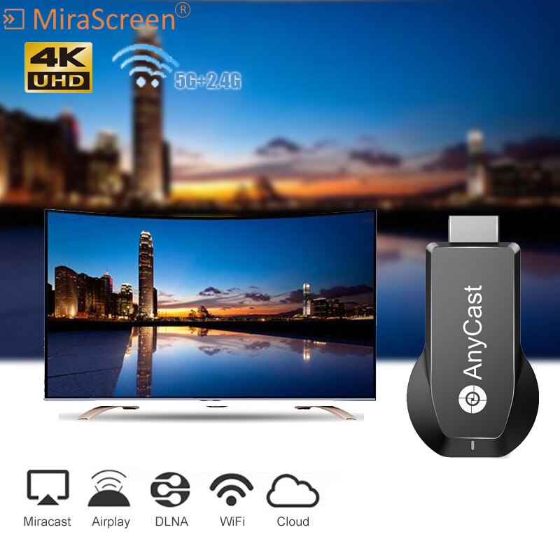 Anycast M100 2.4G/5G 4K Miracast Any Cast Wireless DLNA AirPlay HDMI-compatible TV Stick Wifi Display Dongle Receiver for IOS