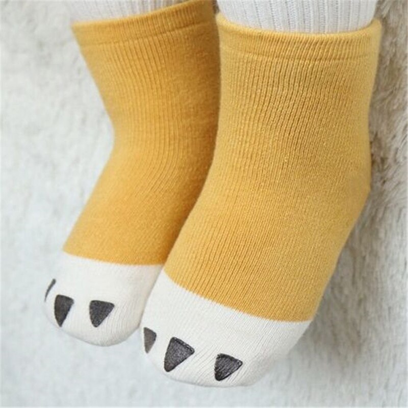 Baby Katoenen Sokken - 0-2 Jaar - Pootafdruk - Anti-Slip Terry - Zachte Unisex Peuter Meias Infantil