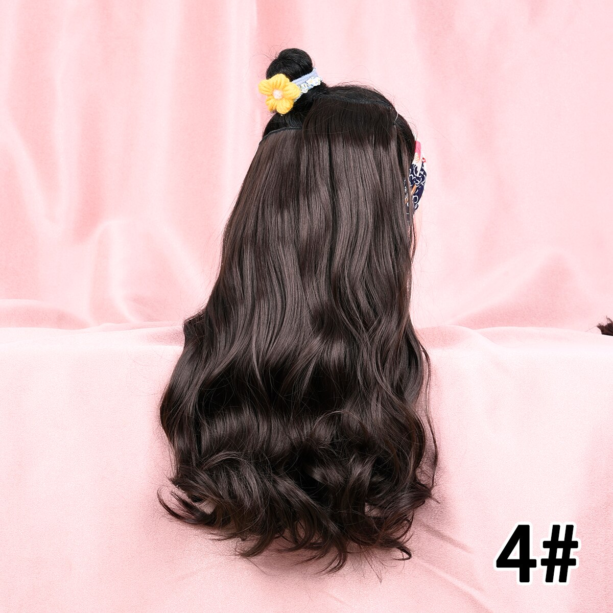 Silike – Extensions de cheveux synthétiques 16 pouces, postiche Halo Invisible, ligne de poisson, 6 Clips, longue ondulée, résistante à la chaleur, 3 postiches pour femmes: 4
