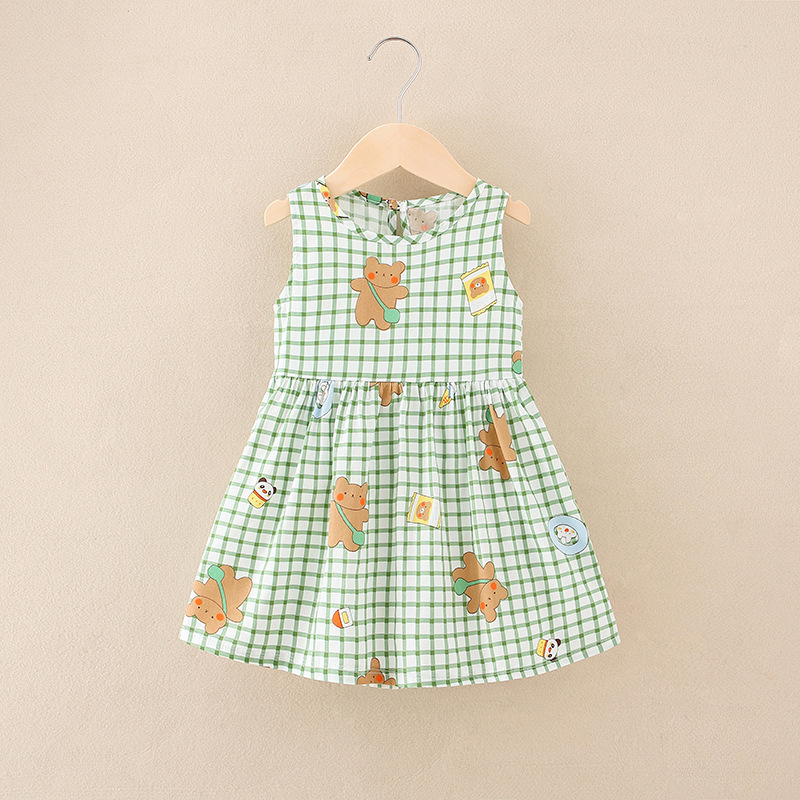 Abito da ragazza in cotone estivo Abbigliamento per bambini Ragazze Bambini Abiti a fiori Senza maniche Principessa Party Outfit Abbigliamento per bambini: Blu / 2T