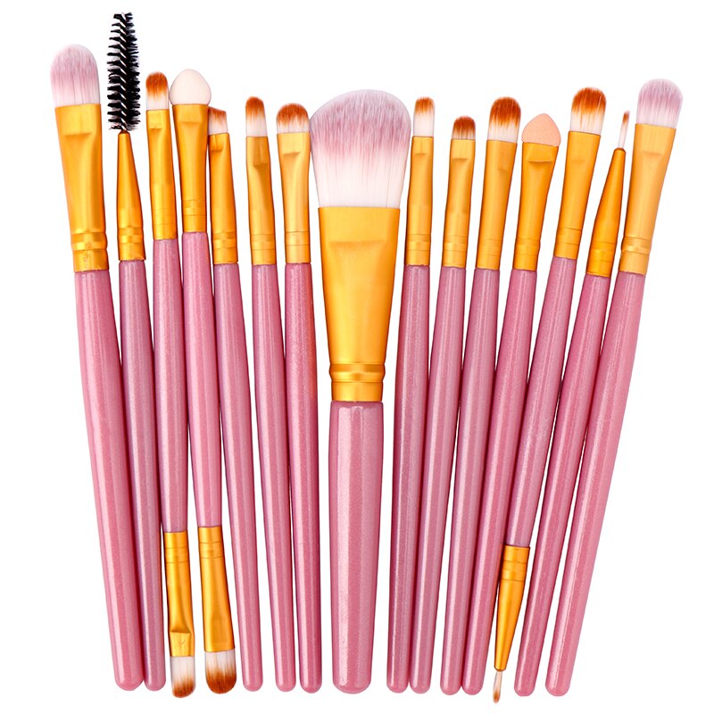 Lemoda Makeup Brushes Set 15pcs Eyebrow Highlighter Powder Foundation Eye Shadow Brush Cosmetics Makeup Brush