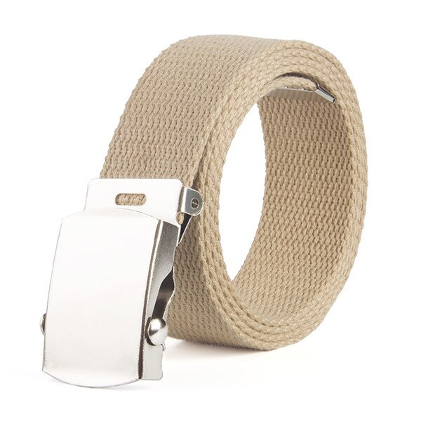 Riem modieus 9 kleuren zowel mannen als vrouwen riemen effen canvas automatische gesp riem herenriem 110cm: Khaki