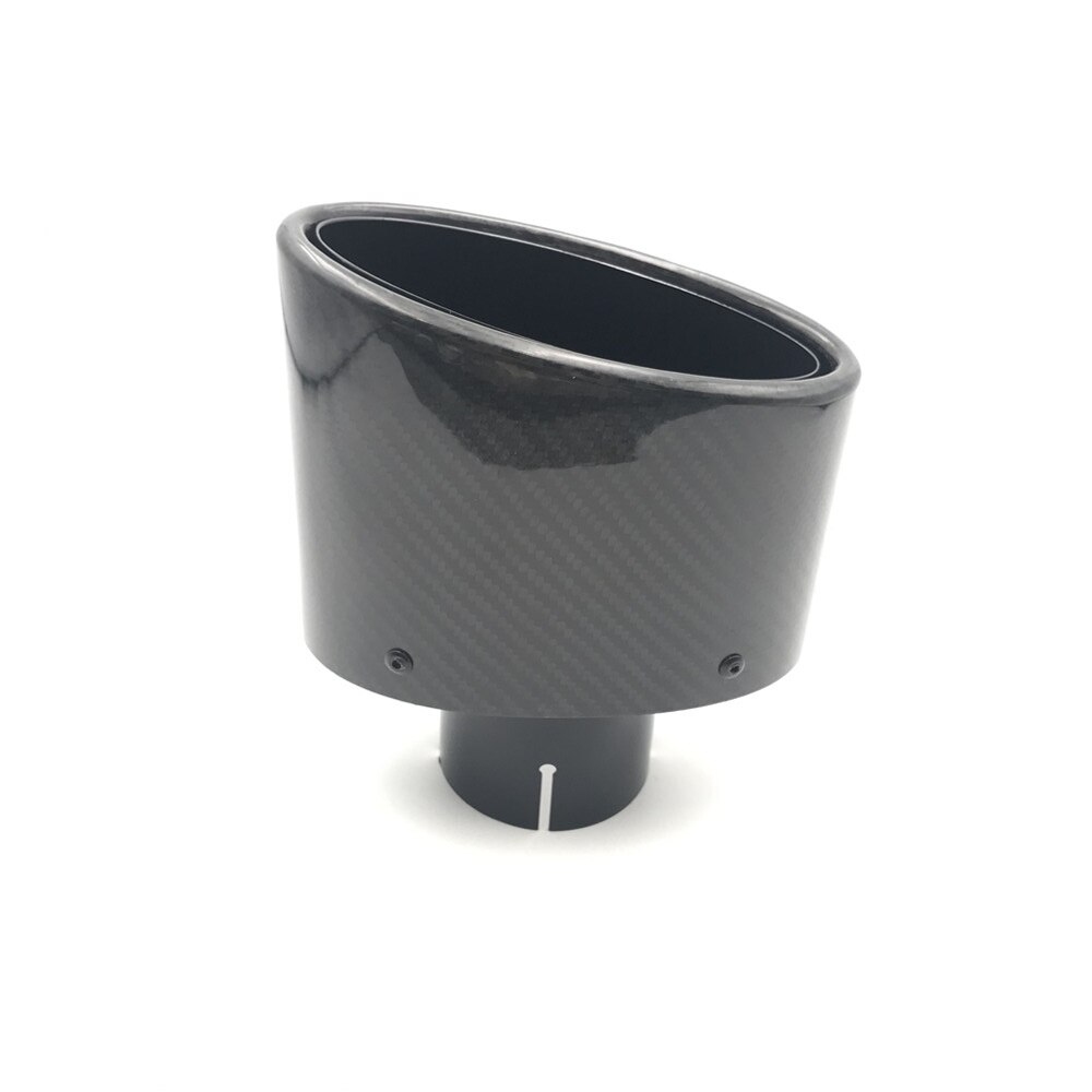 1 Piece Oval Slanted Glossy Carbon Glossy Black Stainless Steel Exhaust Tip Car Modifide Muffler End Pipe For Ak