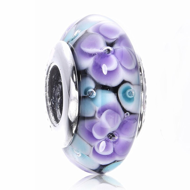 Abbondante Cuori Incantato Giardino Iridescent Arcobaleno Baci In Vetro di Murano Misura Branelli Pandora Braccialetto Dell'argento Sterlina 925 di Fascino: 7