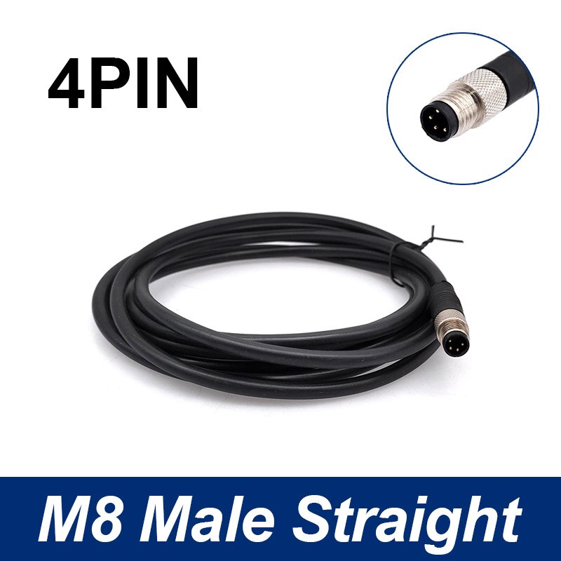 M8 Sensor Connector Cable Waterproof plug Male&amp;Female Straight Angle 4 5 Pin +2m PVC line: 4P Male Straight