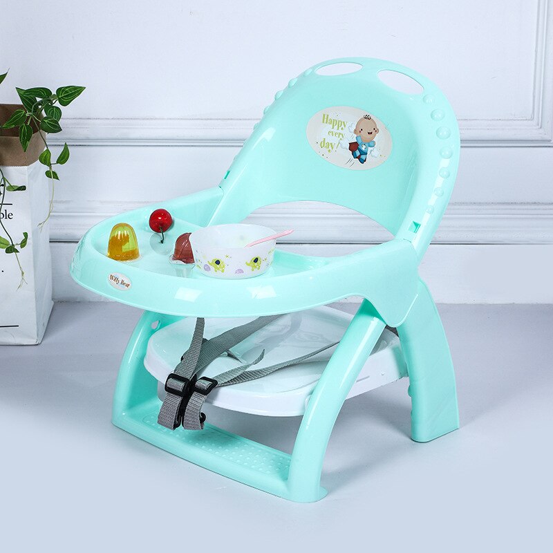 Silla de comedor multifuncional con sonido Bb desmontable para niños, taburete de Comedor Infantil con sonido de dibujos animados: green