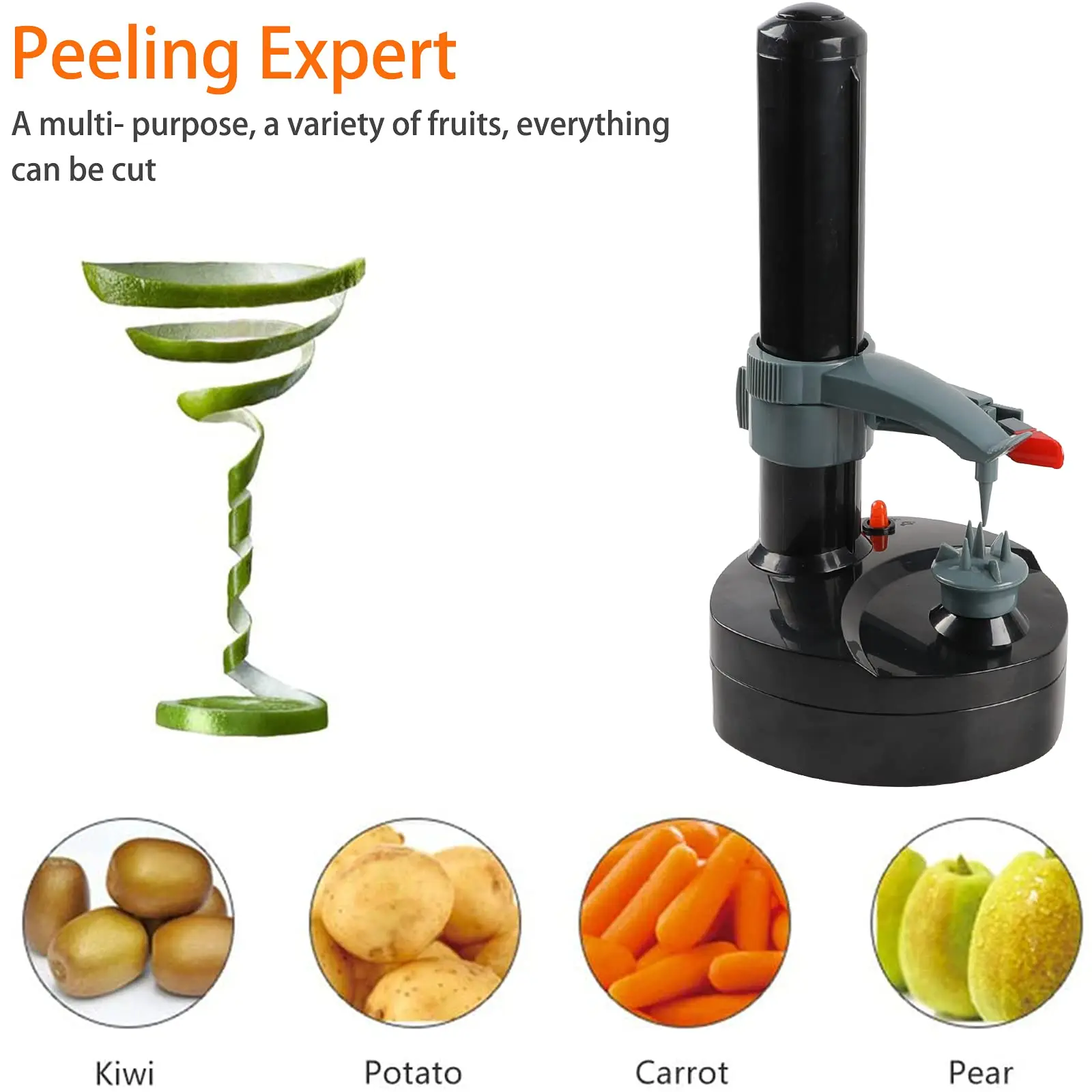 Elektrische spiraalvormige aardappelschiller Automatische appelschiller, slimme groentefruitschillermachine, keukenaccessoires schilgereedschap